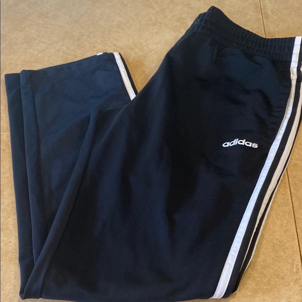 adidas Black Track Pants with White Stripes